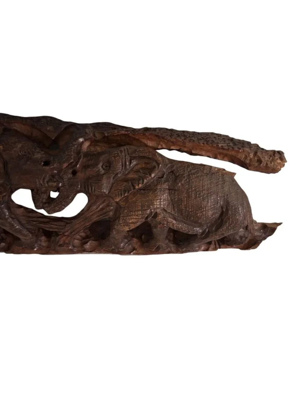 Hand Carved Wooden Elephant Stand Alone Or Wall Art